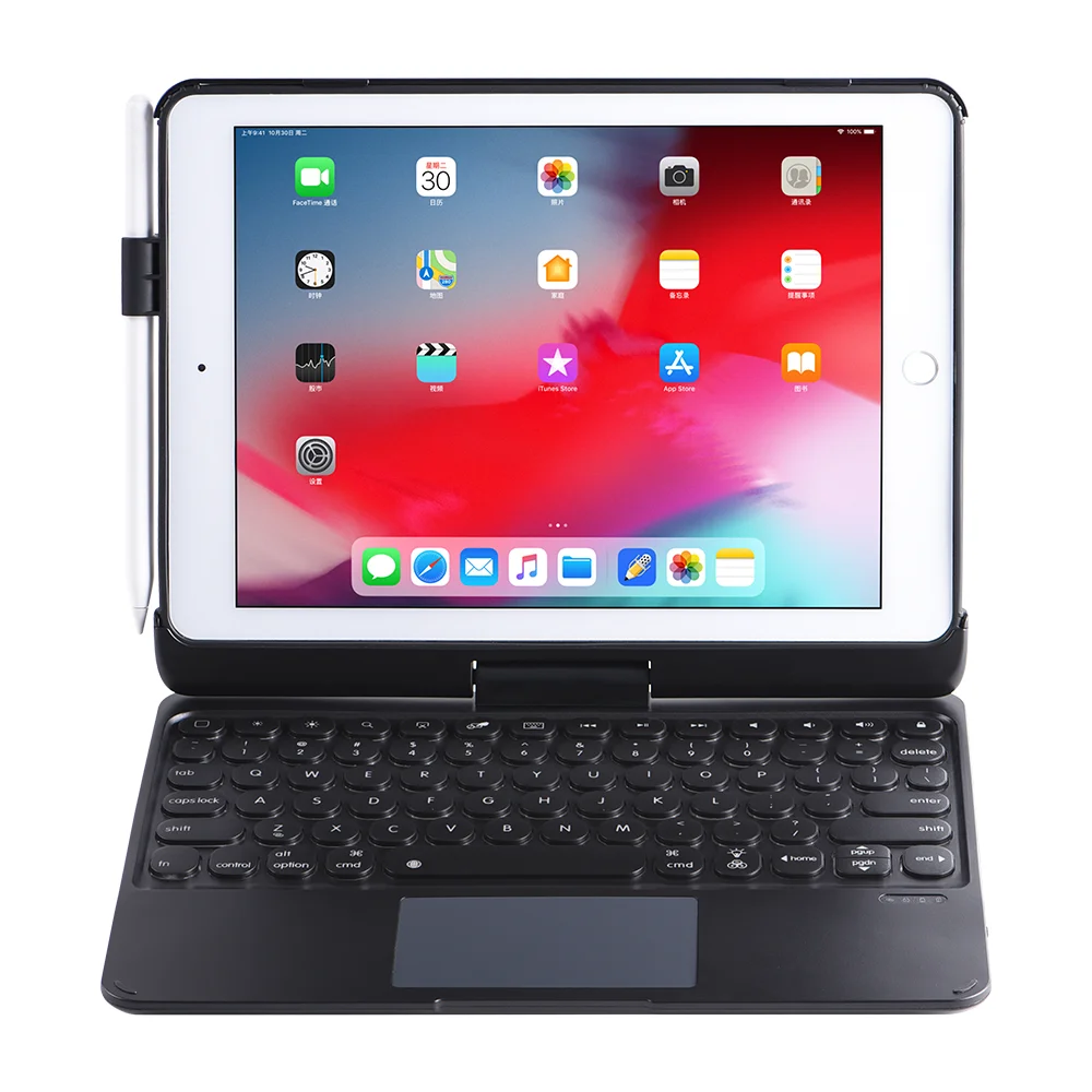 Для iPad 9,7 Pro 9,7 Air 1 2 Чехол с поворотом на 360 градусов PU TPU чехол-подставка с цветной Подсветкой Bluetooth сенсорная клавиатура