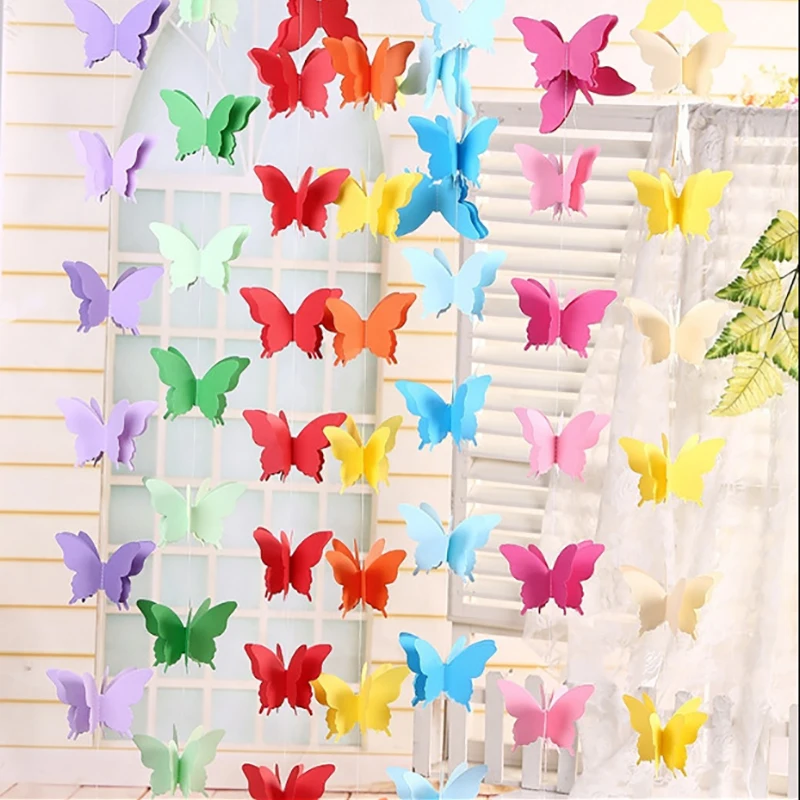 

1pc 3D Paper Butterfly Garland Buntings Wedding Party Birthday Festival Diy Banner Hanging Decoration