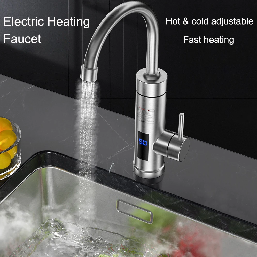 

Электрический нагреватель для кухонного смесителя с цифровым дисплеем, мгновенные нагреватели воды для ванной, кухонные аксессуары Смесит...