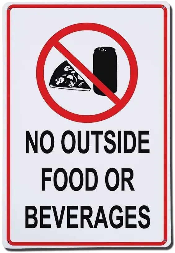 

Lplpol Retro Tin Signs NO Outside Food OR Beverages Metal Signs Wall Decor 10" x 14"