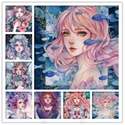 Алмазная живопись с цветами для девочек, полноразмерные алмазные мозаики круглой формы с вышивкой, мультяшный портрет 5D сделай сам, ручная работа, домашний декор, подарок