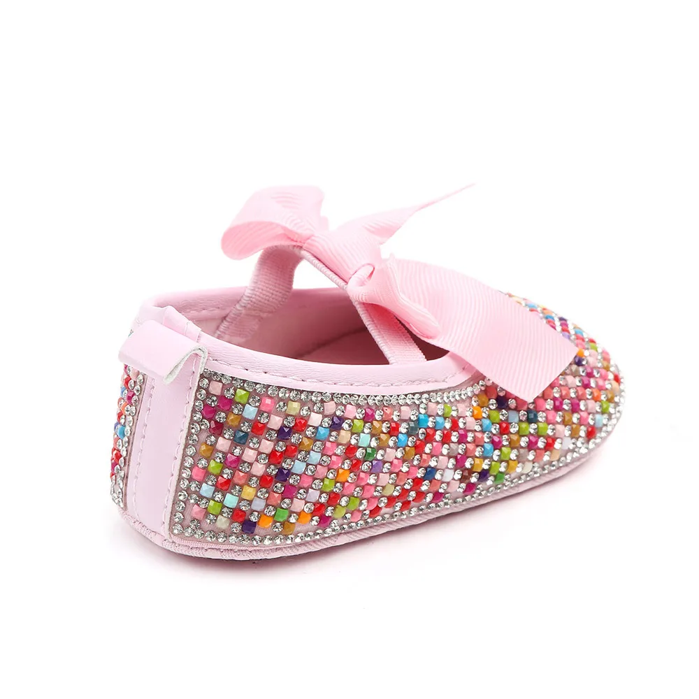 

Pink Rhinestone Princess Shoes Newborn Baby Girls First Walkers Toddler Shoes PU Leather Handmade Baby Moccasins