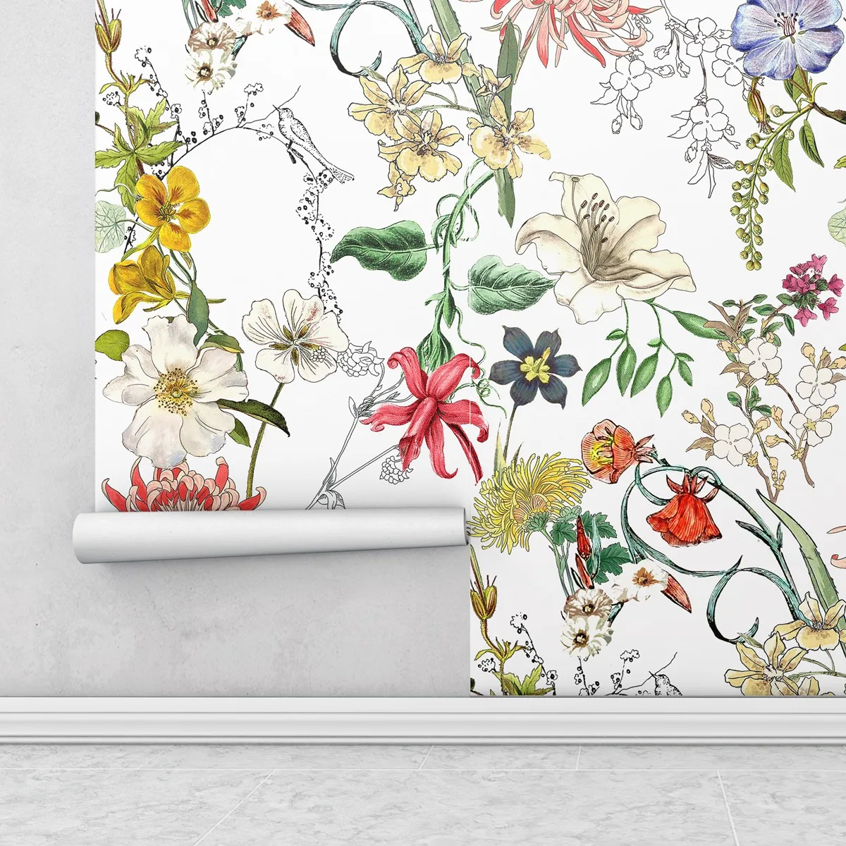Обои Sangria с цветами Настенные обои белыми заземленными тропические ботанические