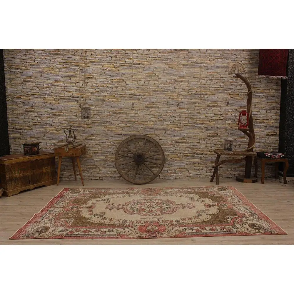 

Unique Real handmade Wool Rug, Unique Area Rug Livingroom Bedroom Kitchen Rug, Red 2446
