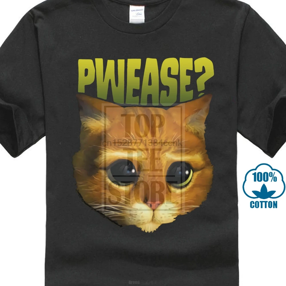 Shrek Puss in boots футболка для взрослых с кошачьим лицом детский фильм|Мужские