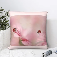 ladybug on gerbera square pillowcase cushion cover spoof zip home decorative polyester throw pillow case home simple 4545cm