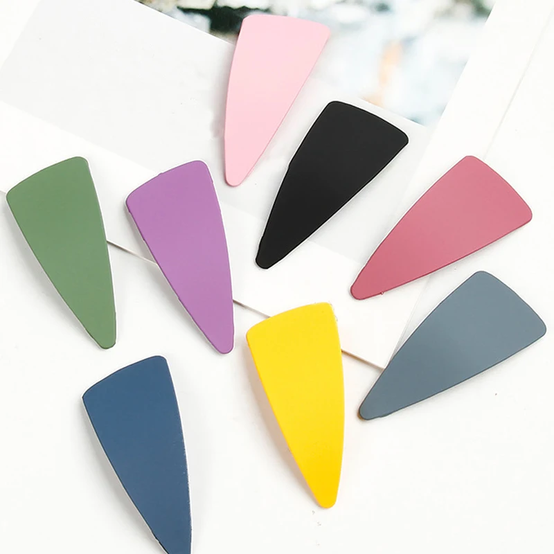 

1PC Fashion Korean Candy Color Hair Clips Geometric Hairpin Headwear Women Girls Scrub Triangle BB Hair Clip Hair Accessories