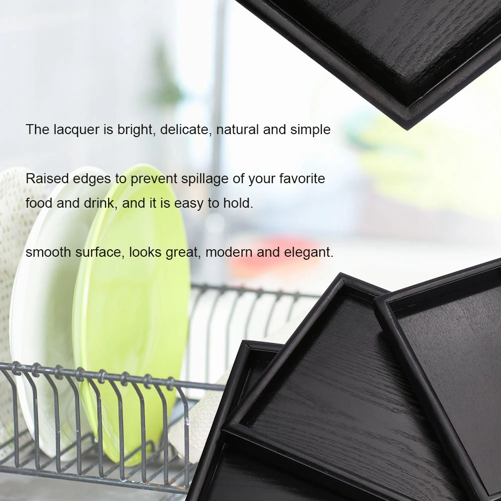 Прямоугольные тарелки из твердой древесины для закусок чая кофе коктейльных