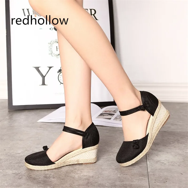 Женские винтажные сандалии повседневные льняные холщовые Эспадрильи на среднем