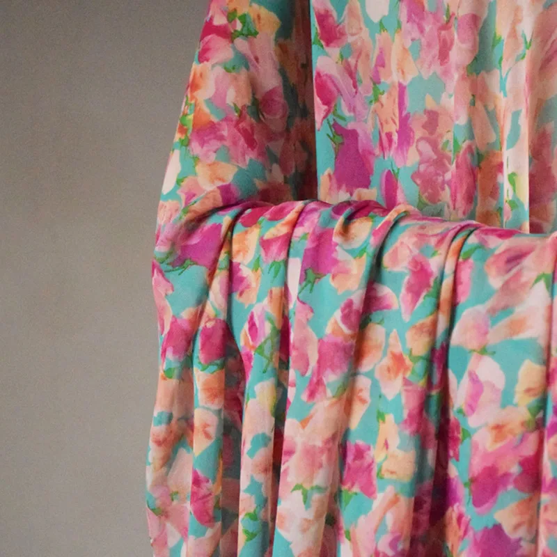 Половина метра зеленая красная с цветочным принтом Высококачественная