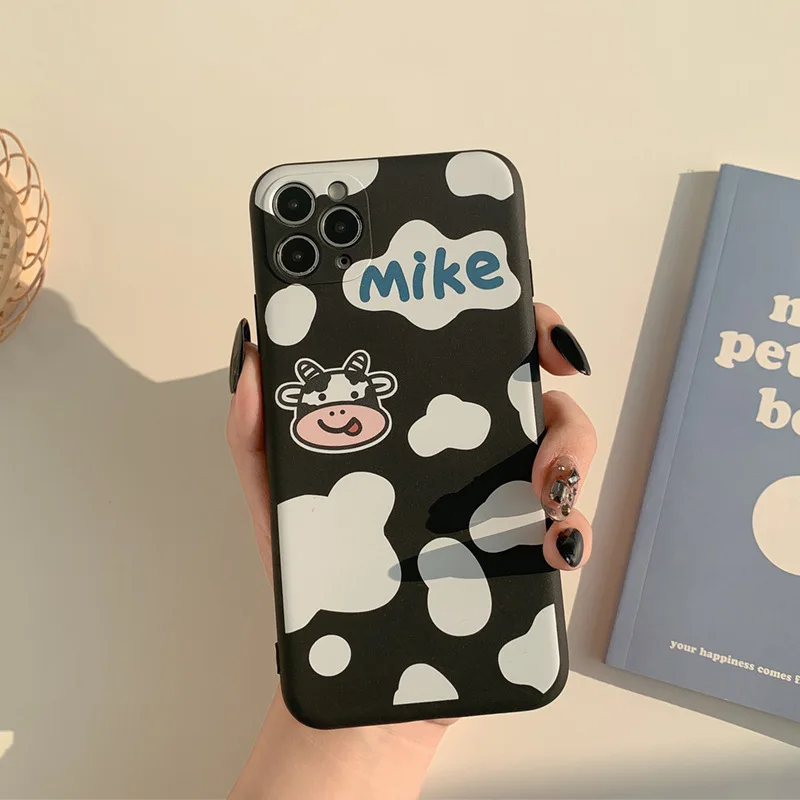

Black Cartoon Milk Cows Case Cover For iPhone 12 Pro 12 Mini 11 Pro Max SE 2020 7 8 7Plus 8Plus XR X XS MAX