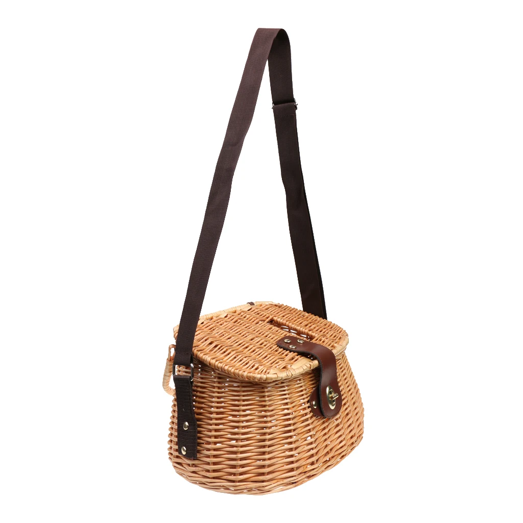 

1pc Wicker Creel Basket Vintage Fisherman Traps Pouch Cage Tackle Case