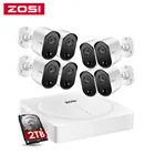 Комплект ZOSI для видеонаблюдения, 8-канальный видеорегистратор 5 МП, система безопасности с жестким диском и 5-мегапиксельной ИК-камерой, водонепроницаемый комплект для видеонаблюдения