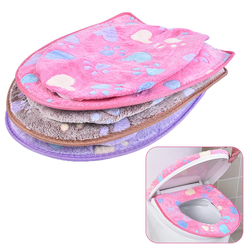 

Thick Coral Velvet Luxury Toilet Seat Cover Set Soft Warm Paste Two-piece Toilet Case Waterproof Bathroom WC Cover