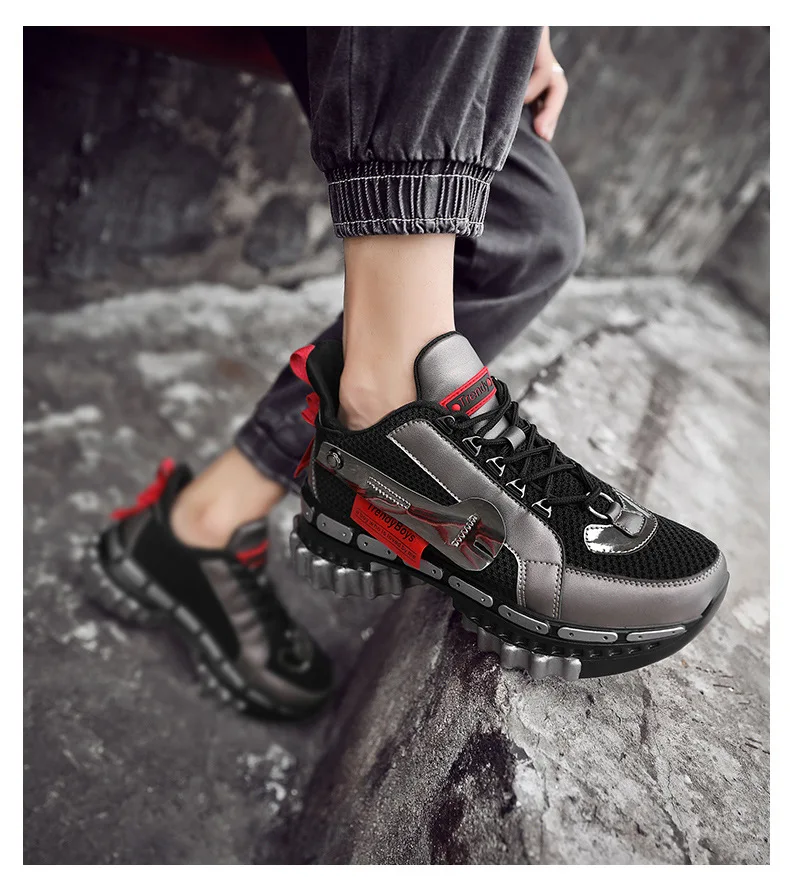 39-45Fashion Casual Shoes Men Lighted Breathable Mesh Sneakers Men Outdoor hip hop Lace Up Non-slip Sapatos de corrida
