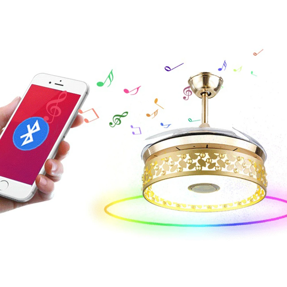 Bluetooth музыкальный потолочный вентилятор с пультом дистанционного управления 220 В