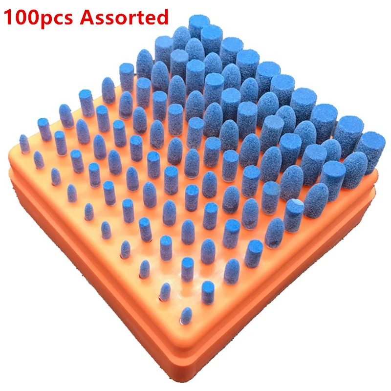 

100 шт./кор. 3 мм хвостовик синий абразивный набор камней, шлифовальные заусенцы
