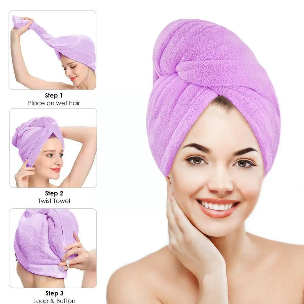 

Women Microfiber Quick Dry Towel Bathing Cap Quick Dry Turban Home Bath Tool 1pc