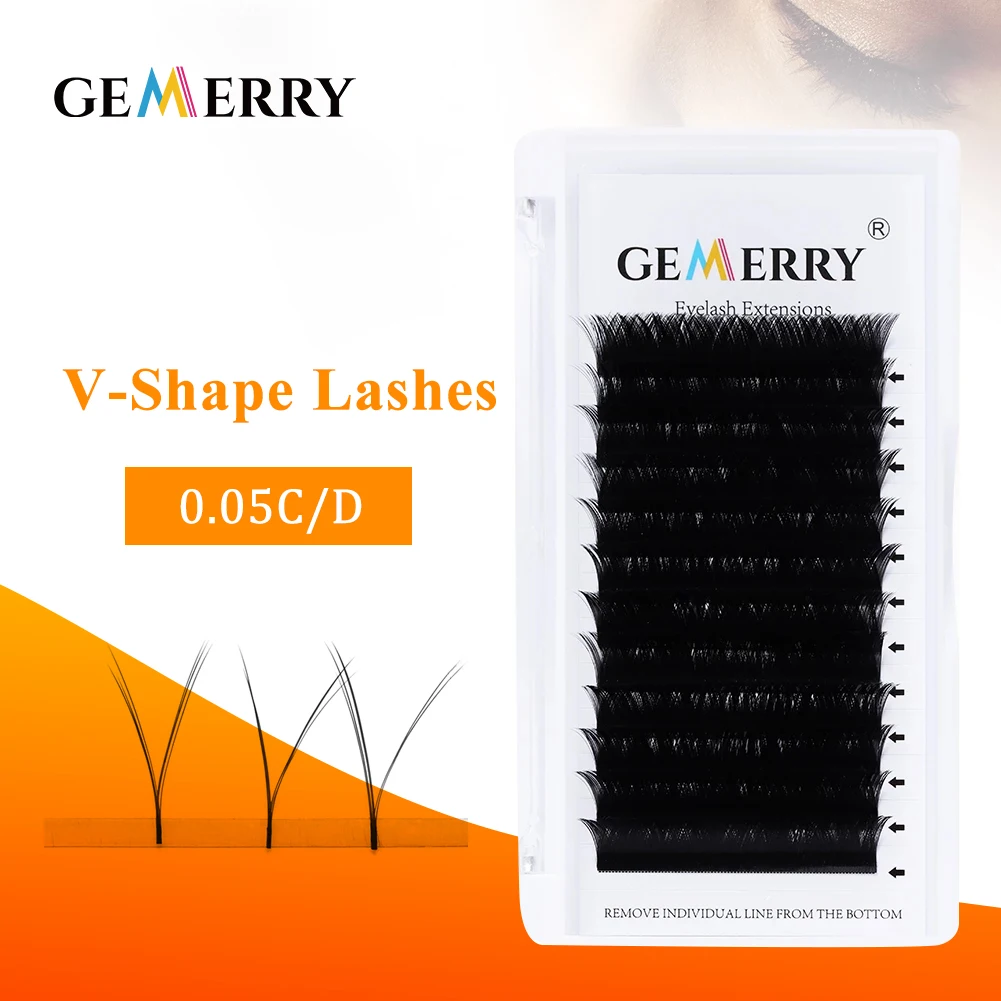 

V/YY Shape Lashes Auto-Fans Eyelash Extension Volume Fans Lash Soft Faux Mink 0.05 mm Easy Fan Premium Natural Eyelashes Gemerry