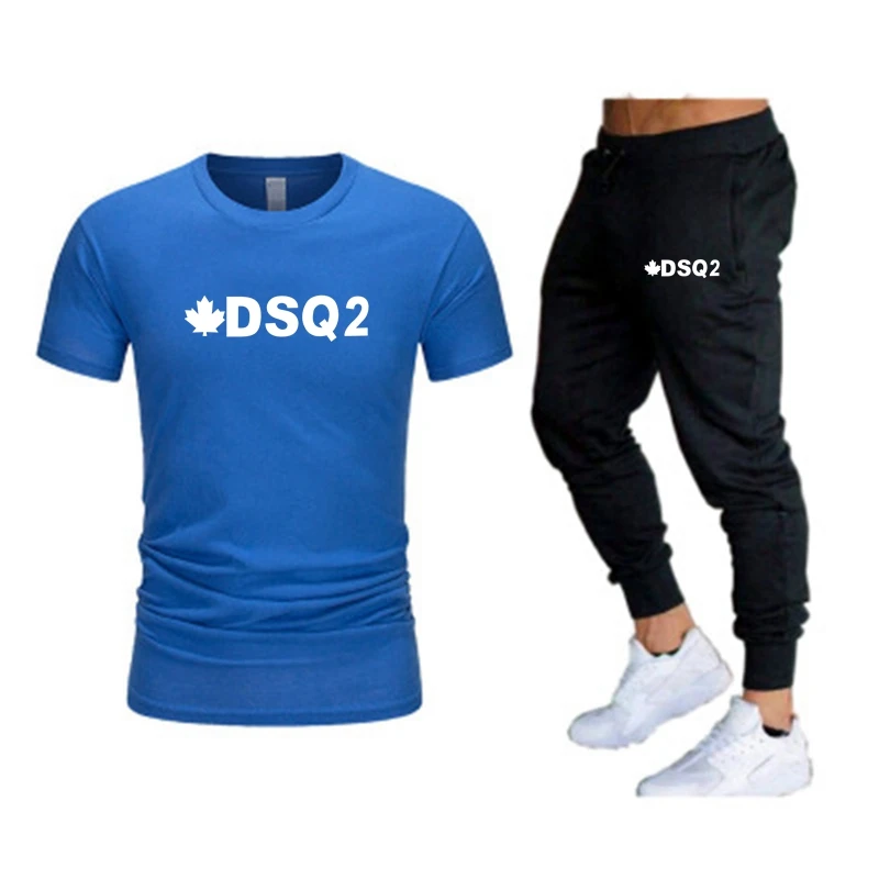 

2021 new DSQ2 men's summer casual suit T shirt + pants two sports jogging suit men's sportswear brand sportswear sportsuit