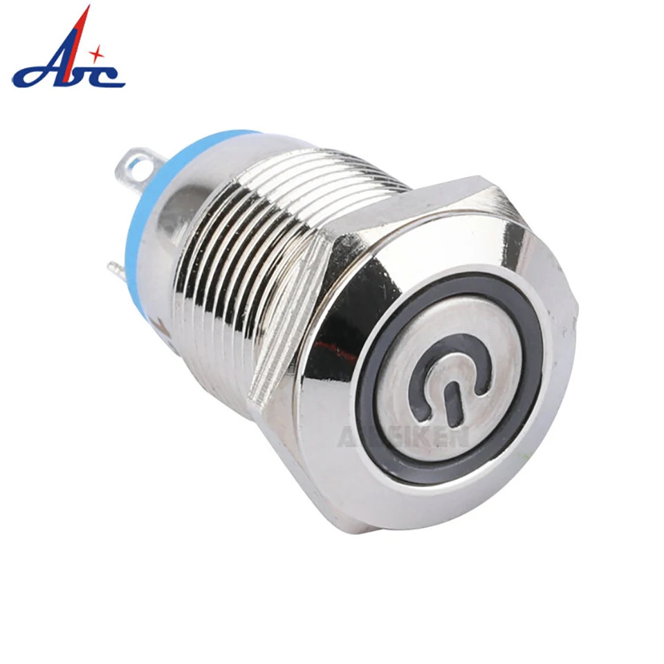 Автомобильный контроллер, 12 мм, 3 в, 5 В, 12 В, 220 В, с высокой головкой, «ангельский глаз», светодиодный индикатор питания, Мгновенный кнопочный переключатель, самосброс, металлический переключатель, 1 шт.