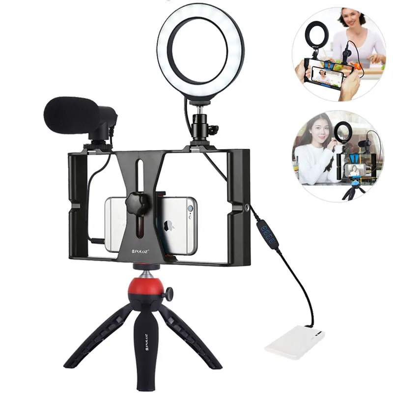 Держатель для мобильного телефона Штатив для микрофона Vlogging Rig светодиодный кронштейн с кольцом для освещения подставка для телефона Аксессуары для фотосъемки