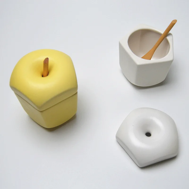 

Matte fruit seasoning jar salt jar with lid ceramic set seasoning box for home kitchen storage