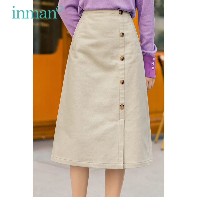 Женская юбка INMAN осенне-зимняя однотонная трапециевидная с декоративными