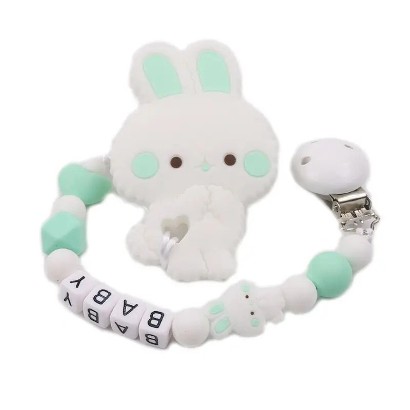 

Child Baby Pacifier Chain Clip Silicone Cartoon Rabbit Teether Teething Soother AXYA