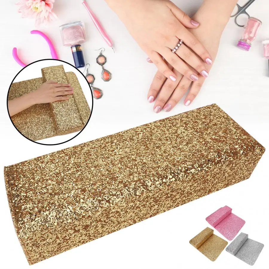 Маникюр блестящие пайетки дизайн ногтей Коврик Подушка держатель для рук опора