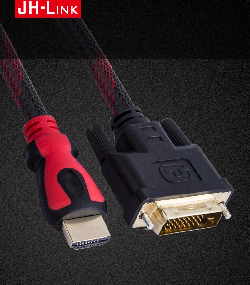 

JH-LINK Hdmi-compatible To DVI HD Converter Cable Audio Cable D-sub Male Video Adapter Cable Lead For Hdtv Pc Computer Monitor