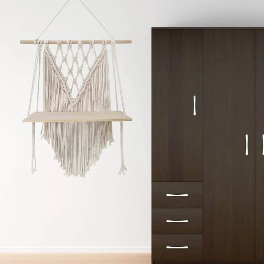 Настенная подвесная полка Декор макраме настенная ручной работы Домашний