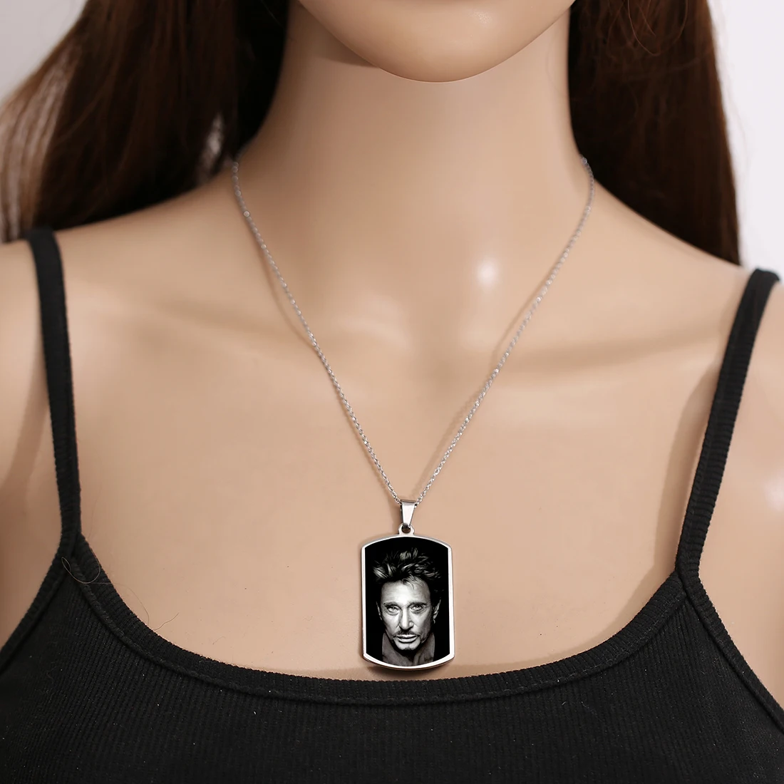 

Johnny Hallyday Pendants Necklace Necklaces For Women Necklace Men Necklace Stainless Steel Female Photo Name Hip Hop Jewelry