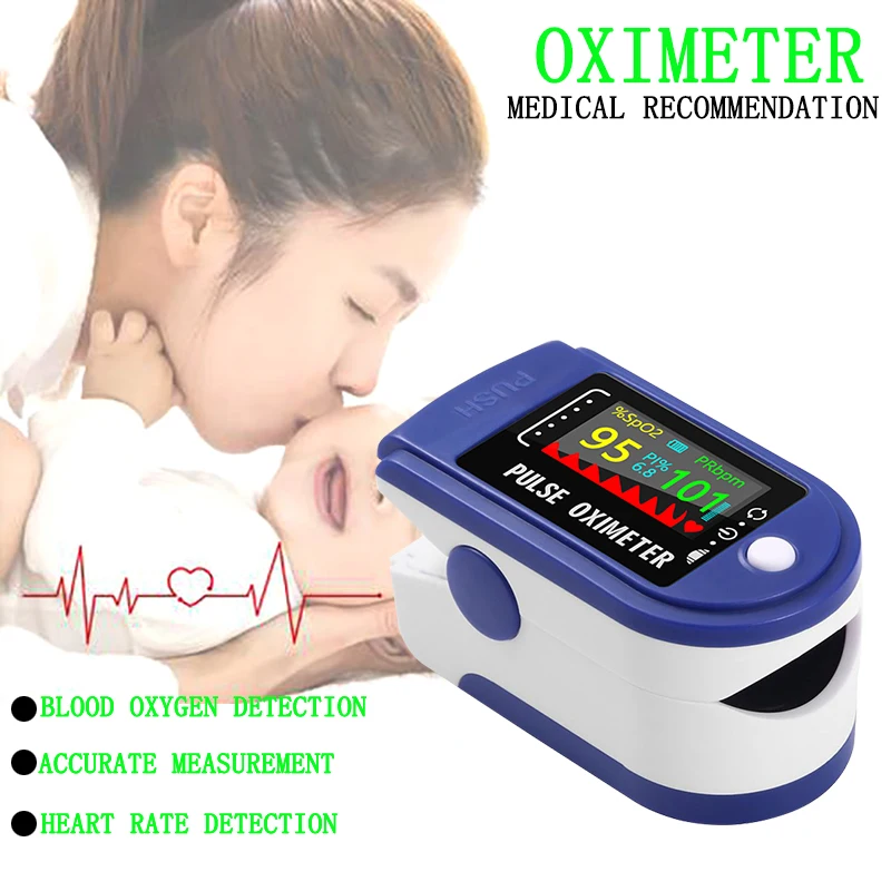 Пульсоксиметр на кончик пальца медицинский прибор для измерения пульса и уровня