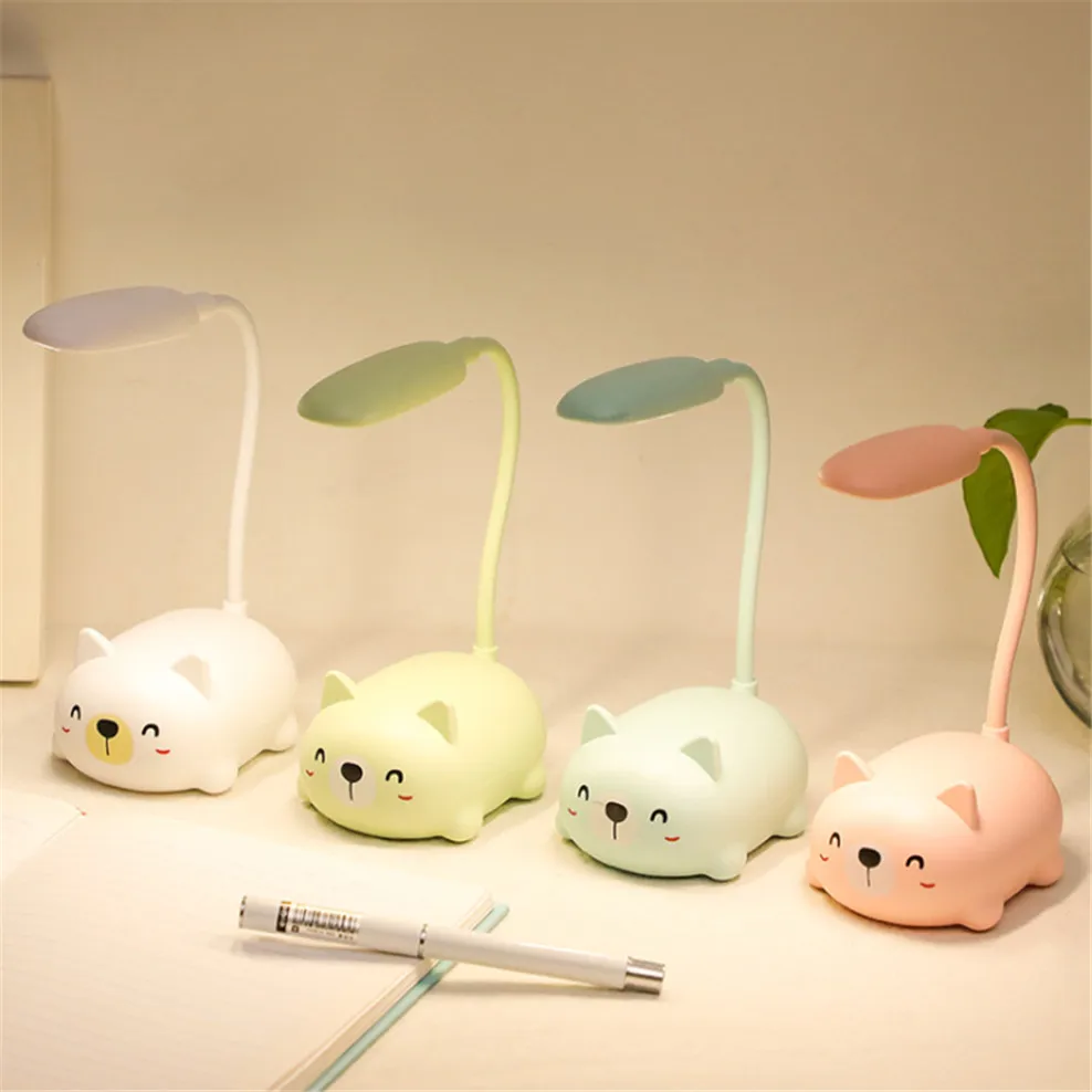 Цена Мультяшный Кот медведь Usb заряжаемый светильник для колледжа детская спальня прикроватная Светодиодная лампа для чтения детский кабинет д...