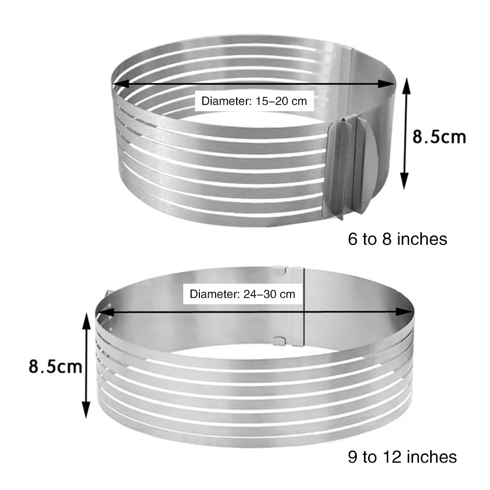 

9-12inch Ring Stainless Steel Adjustable Layer Cake Slicer Kit Mousse Mould Slicing Cake Setting Ring DIY Bakeware Cake Tools