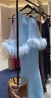 Элегантное светильник-голубое вечернее платье Verngo с пышными длинными рукавами, платье-Русалка на бретельках с перьями для выпускного вечера, женское официальное платье на заказ