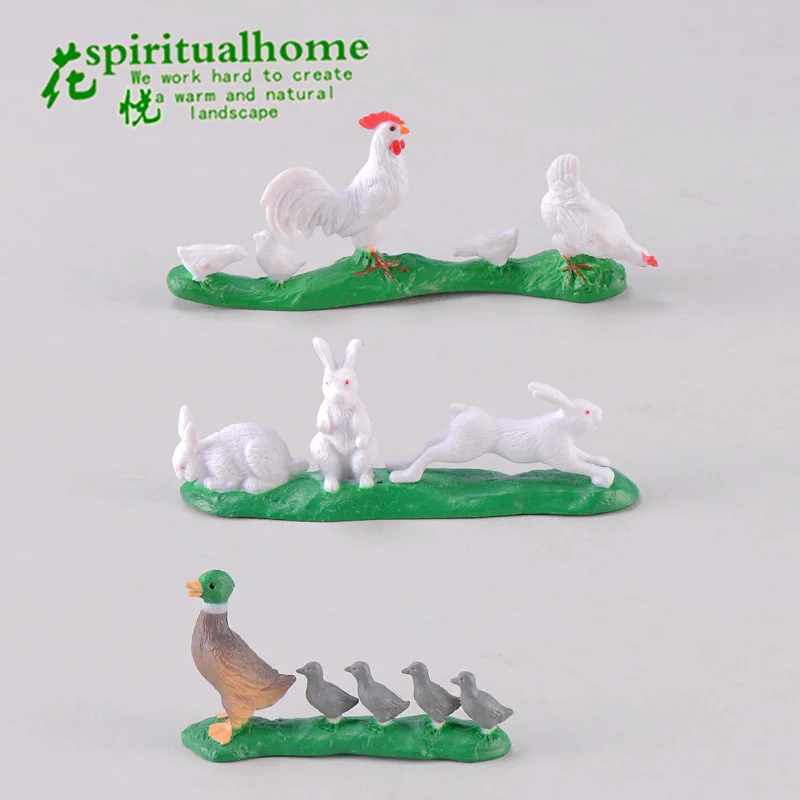 Ферма с курицами кролик группа утка группы маленькая модель статуя декоративная
