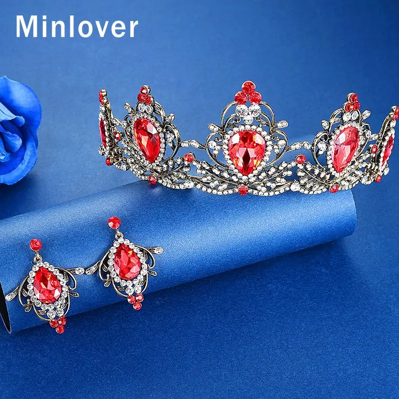 Свадебная Корона Minlover королевская свадебная тиара королева диадема с висячими