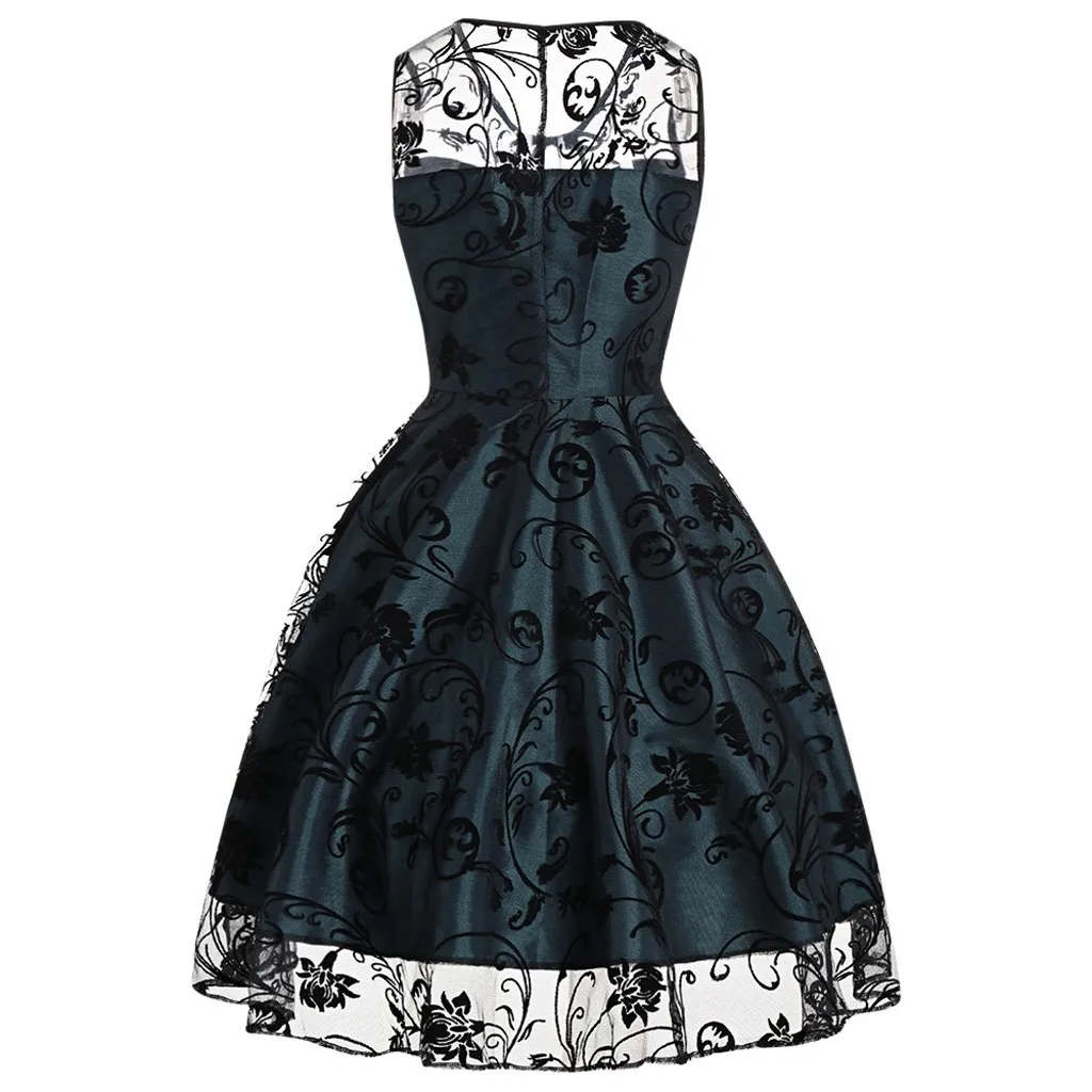 Женское винтажное платье без рукавов на Хэллоуин сексуальное кружевное