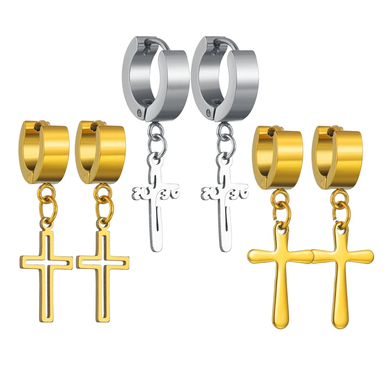 Женские и мужские модные Подвесные серьги в стиле панк с крестом хрящевой