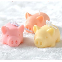 cute pig candle silicone mold for diy handmade ornaments plaster candle jewelry kids toys key chain fondant mould bakeware