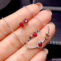 kjjeaxcmy fine jewelry 925 sterling silver inlaid natural ruby earrings ring pendant classic girl suit support test