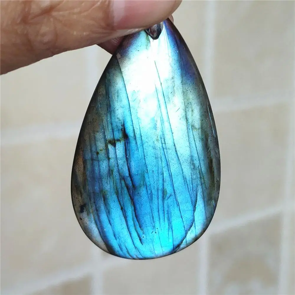 

Genuine Natural Strong Blue Light Labradorite 56x33x8mm Women Men Pendant Water Drop Necklace Jewelry Fashion stone AAAAA