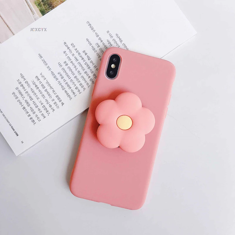 3D милый цветочный мультяшный мягкий чехол для iPhone X XR XS 11 Pro Max 6S 7 8 plus Чехол-держатель для samsung S8 S9 S10 A50 Note 8 9 - Цвет: B