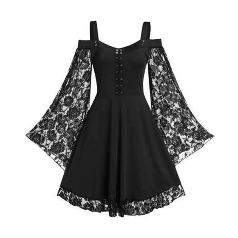 Женское платье на бретельках винтажное кружевное в стиле пэчворк с принтом и
