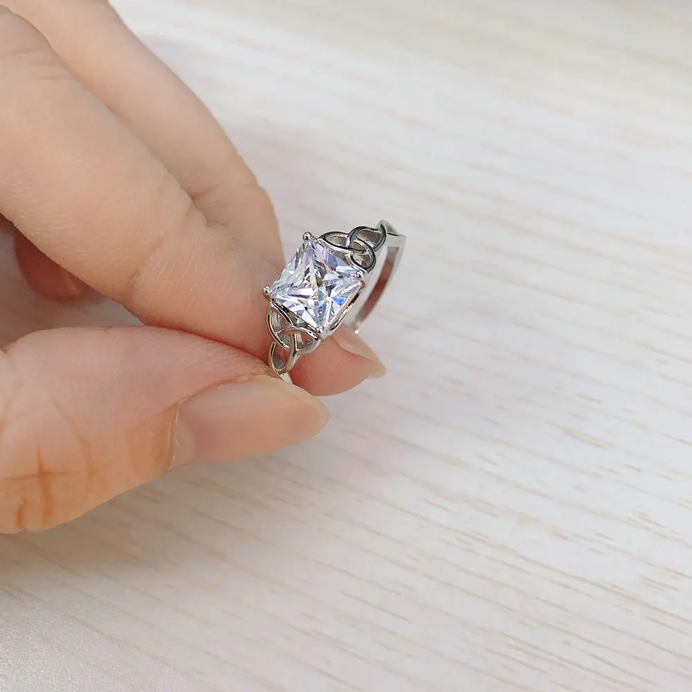 ZHOUYANG Wedding Engagement Rings For Women Delicate Hollow 4 Claws Zircon White Gold Color Party Gifts Fashion Jewelry DZR022 | Украшения