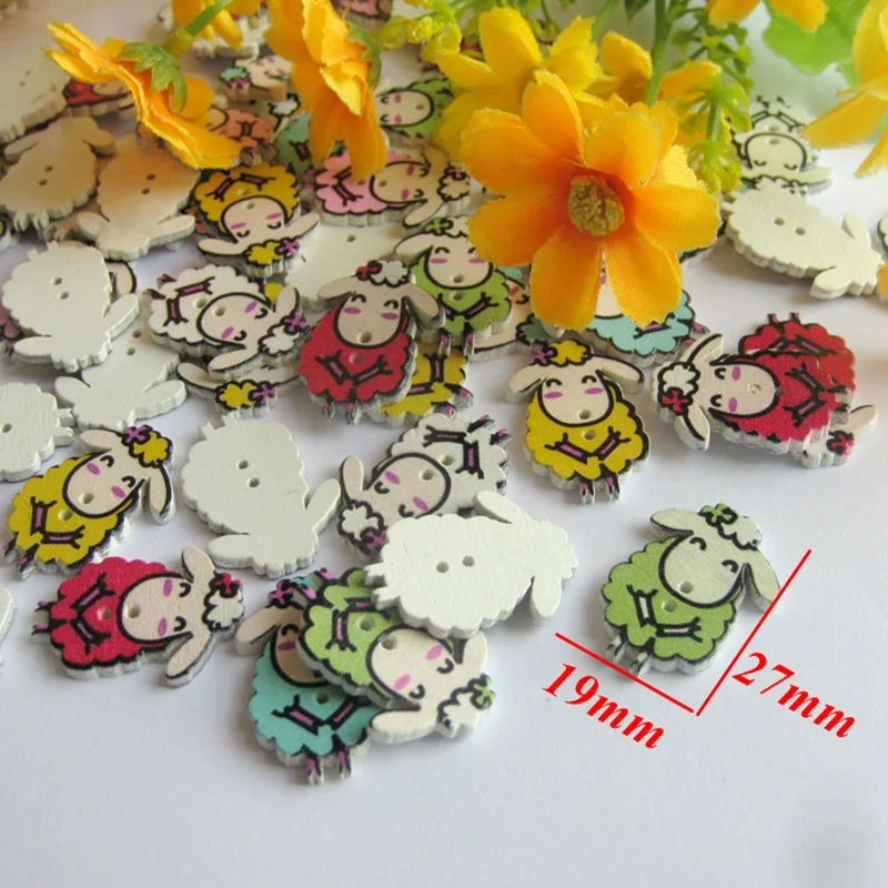 50 шт./лот Случайные Смешанные пуговицы с овечкой цветами кошкой и плоским