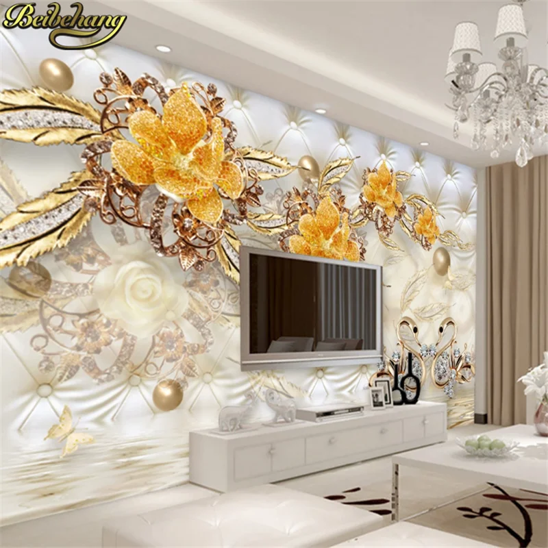 Обои для фото на заказ 3D Фреска настенная бумага стикер 3d роскошный золотой белый