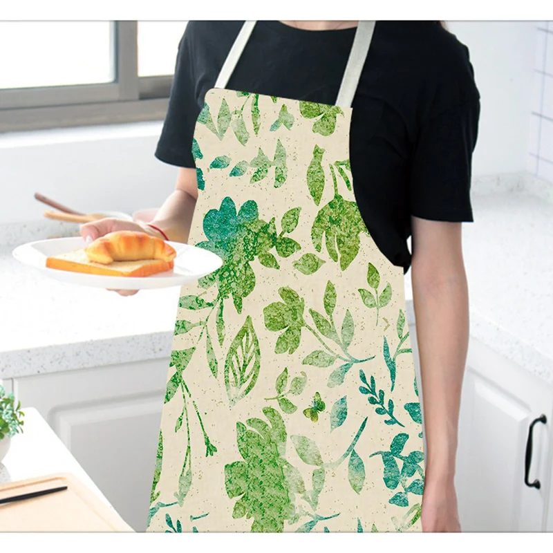 1 шт. листья Кухонный Фартук с узором для Для женщин из хлопка и льна нагрудники
